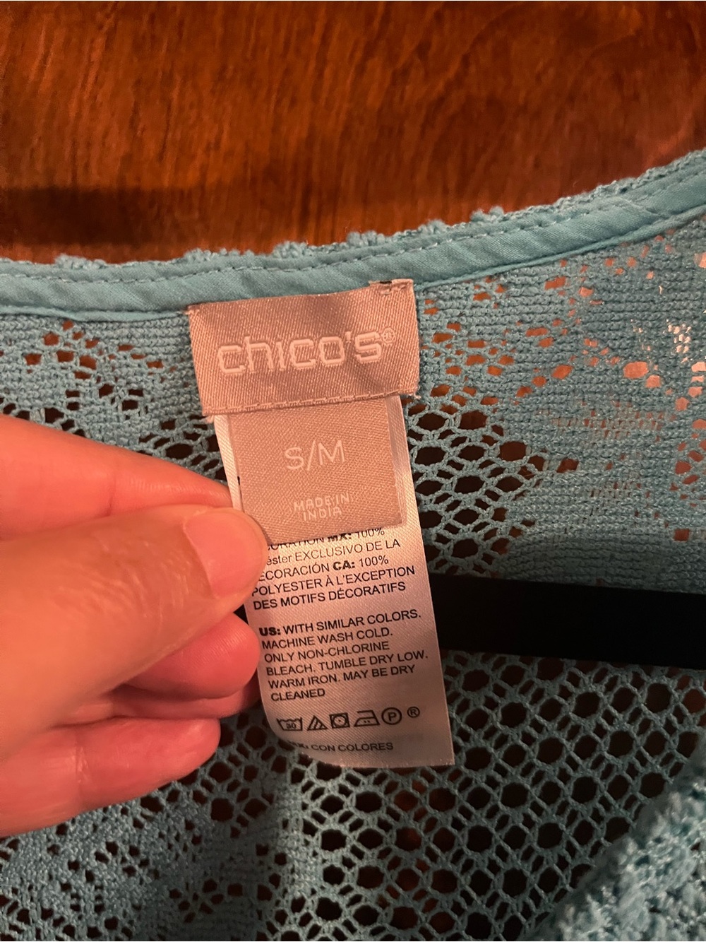 ⭐️ 2/$20 Light Blue Crochet V-Neck Women's Top - Picture 2 of 6